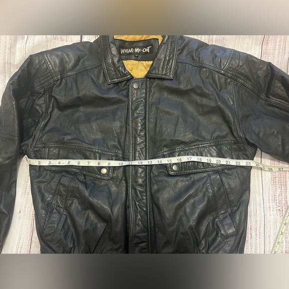 Wear Me Out black Leather Bomber Jacket 🚨VINTAGE🚨 large - Picture 6 of 7
